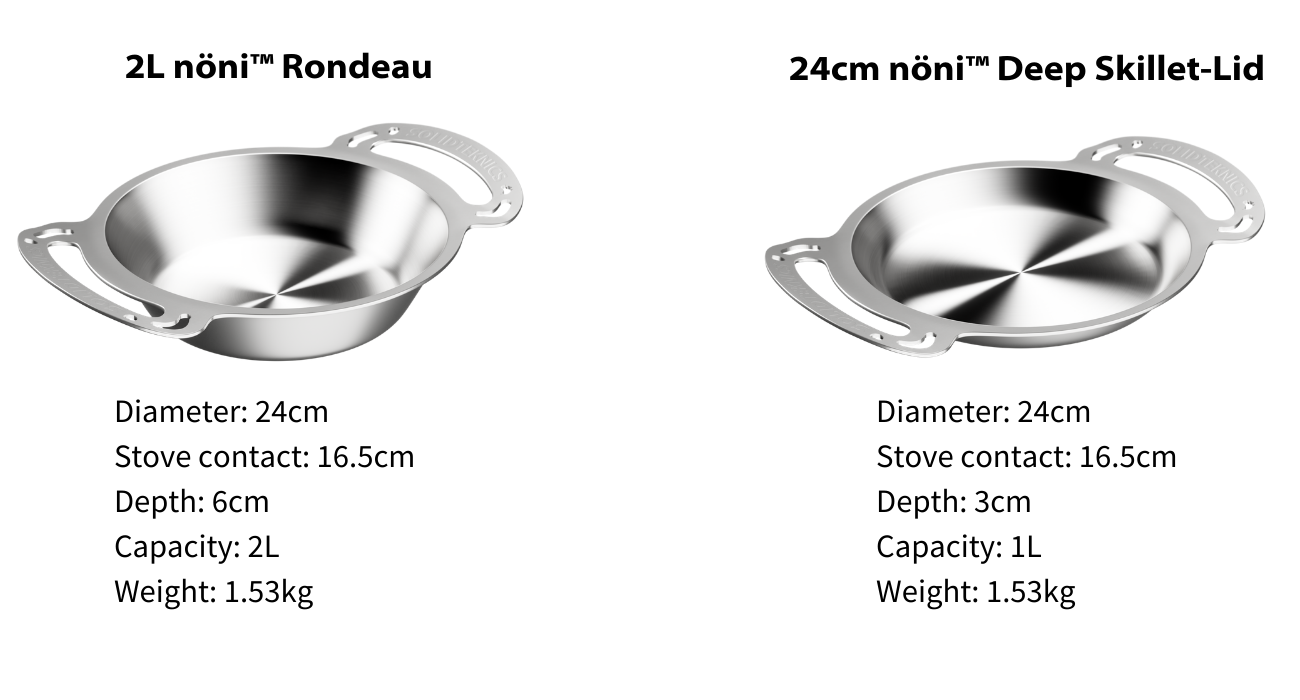 6L nöni™ Ferritic Stainless Steel Rondeau & 33cm Skillet-lid - Australian  made by Solidteknics