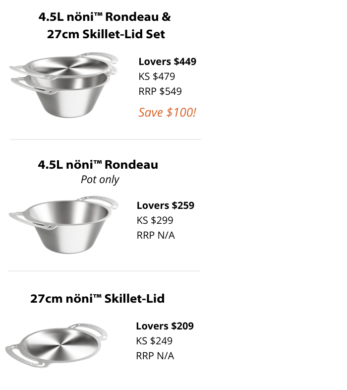 6L nöni™ Ferritic Stainless Steel Rondeau & 33cm Skillet-lid - Australian  made by Solidteknics