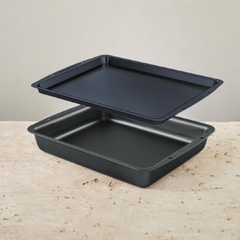 AUS-ION™ 405 x 310mm Four Sided Baking Tray & Roasting Pan SET 