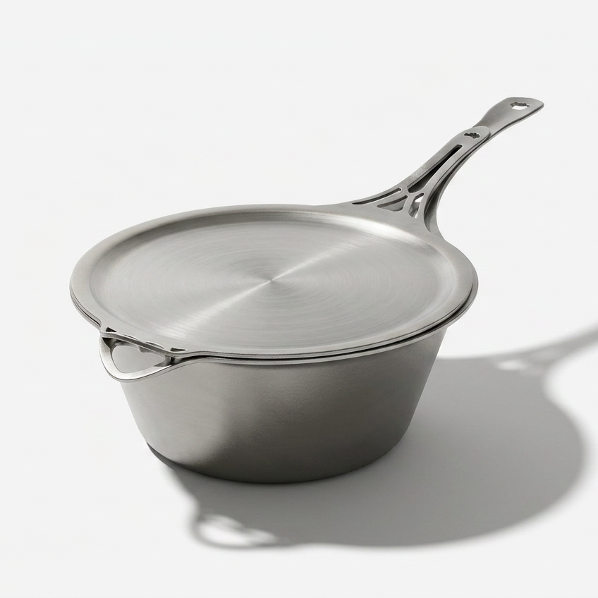 4.5L Stainless Steel Saucepan & 27cm Frypan-Lid Set