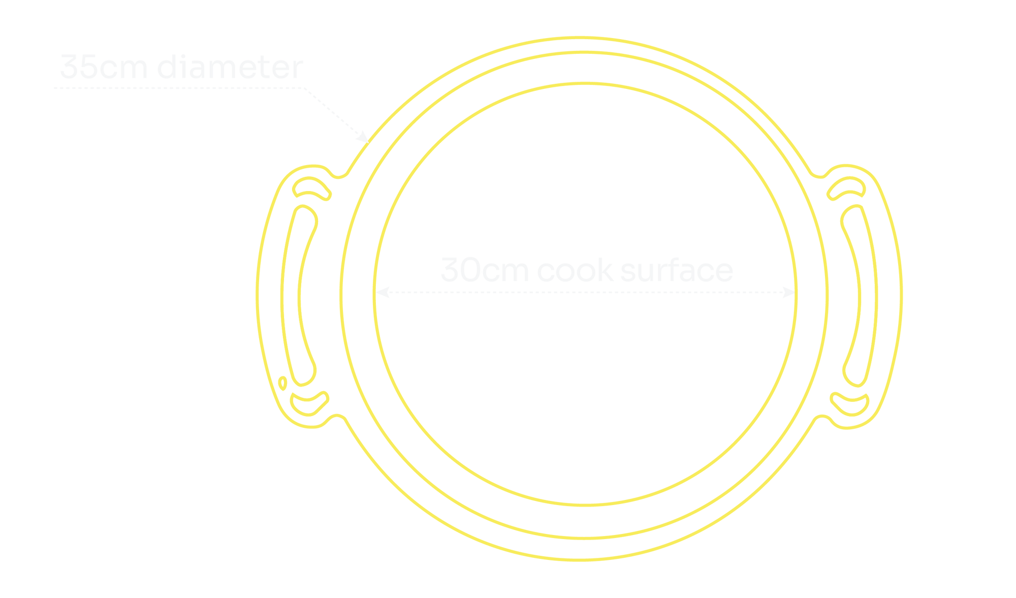 35cm Bigga Polished Iron Frypan — specifications