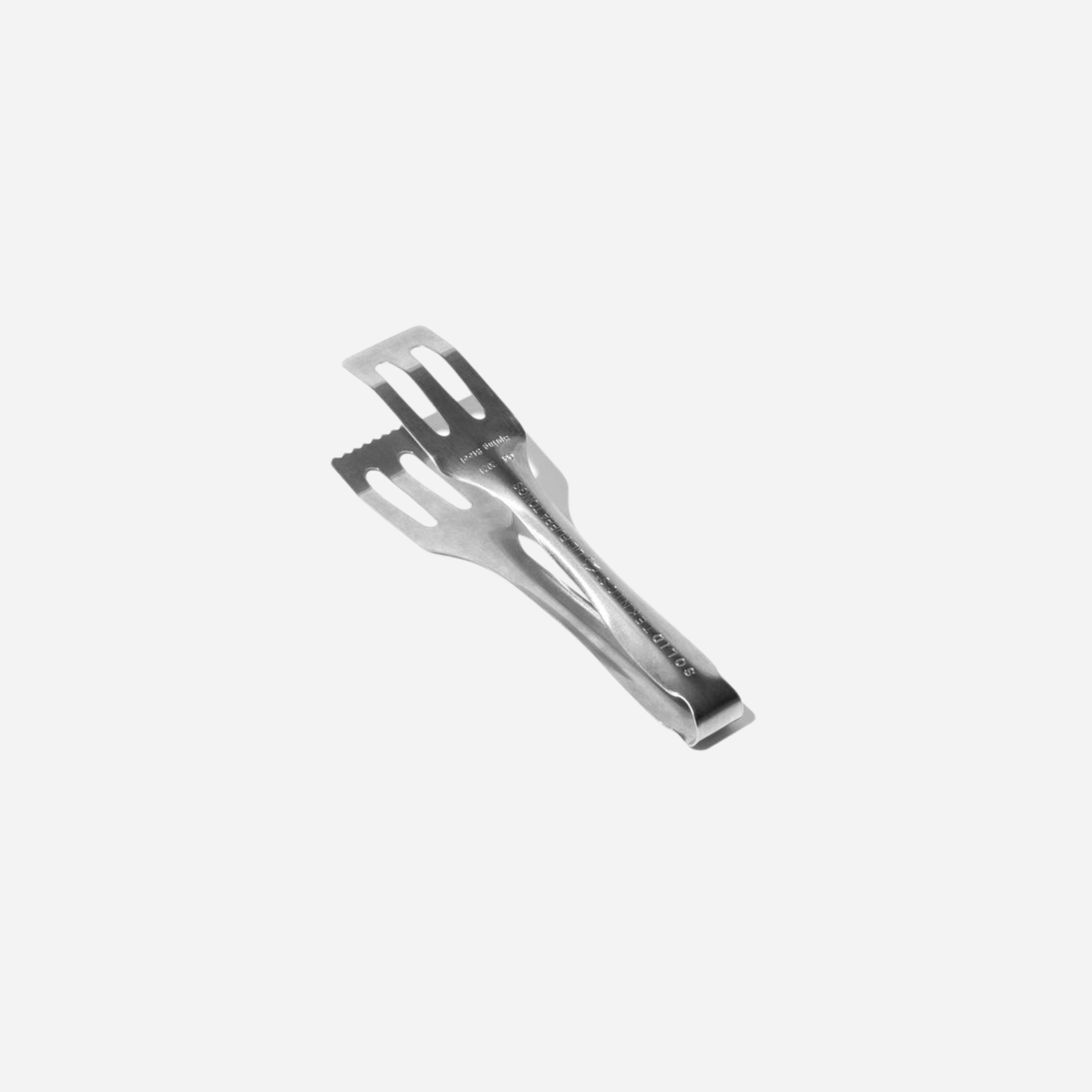 Solidteknics Lil Flippa Tongs in spring stainless steel with slotted spatula-style jaws